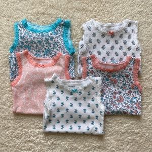 *EUC* Carter’s Baby Girl Sleeveless Floral Print Lace Trimmed Onesies (5-Pack)